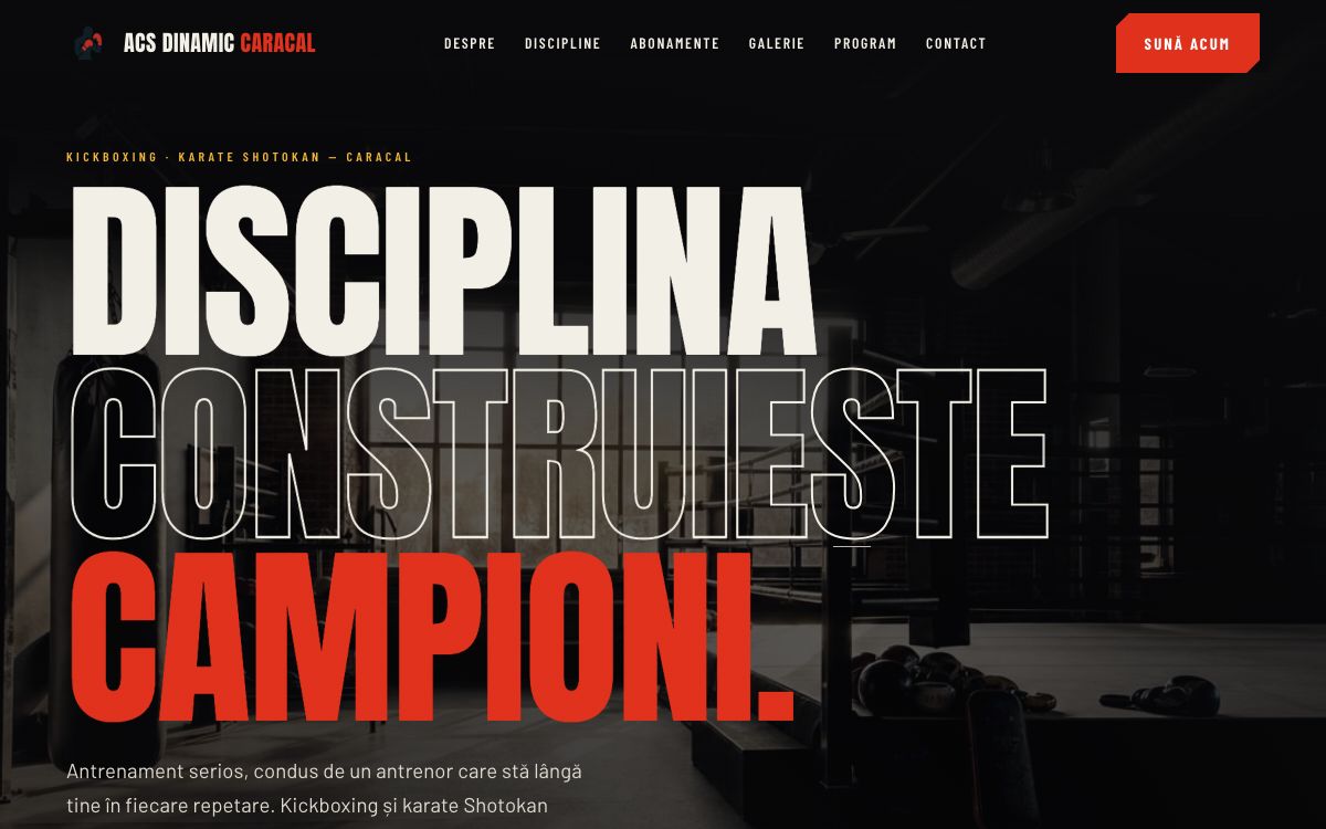 Site de prezentare ACS Dinamic Caracal — Club de box, creat cu SiteOmat