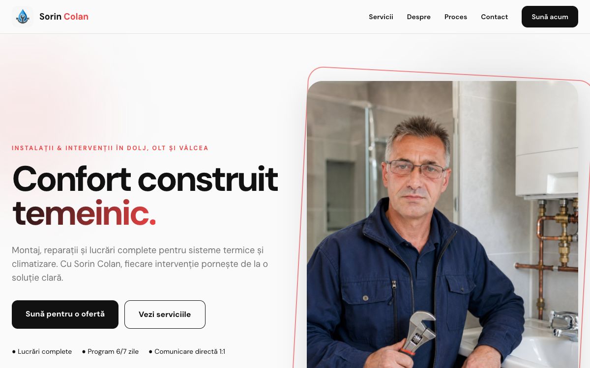 Site de prezentare Sorin Colan — Electrician, creat cu SiteOmat