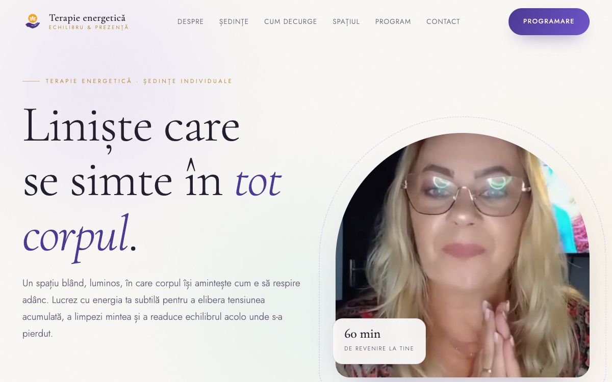 Site de prezentare Terapie Energetică — Servicii de terapie, creat cu SiteOmat